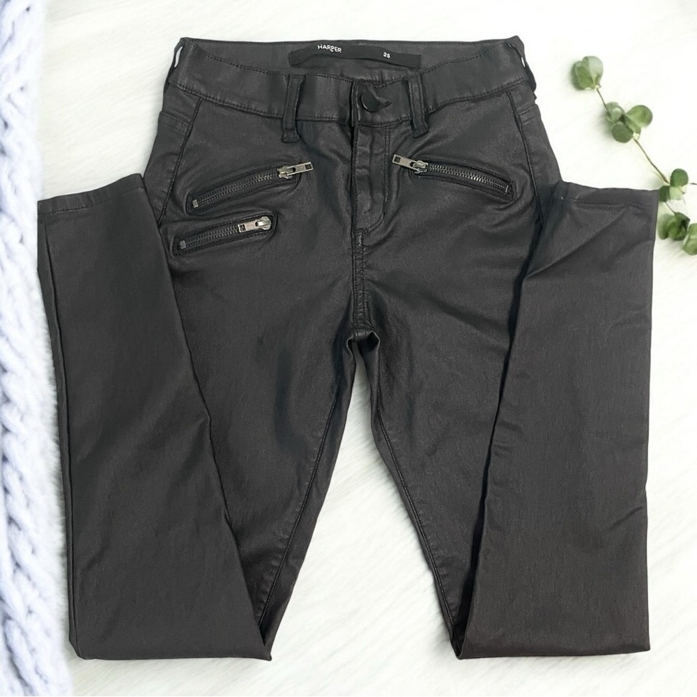 Harper Black Faux Leather  Skinny Jeans